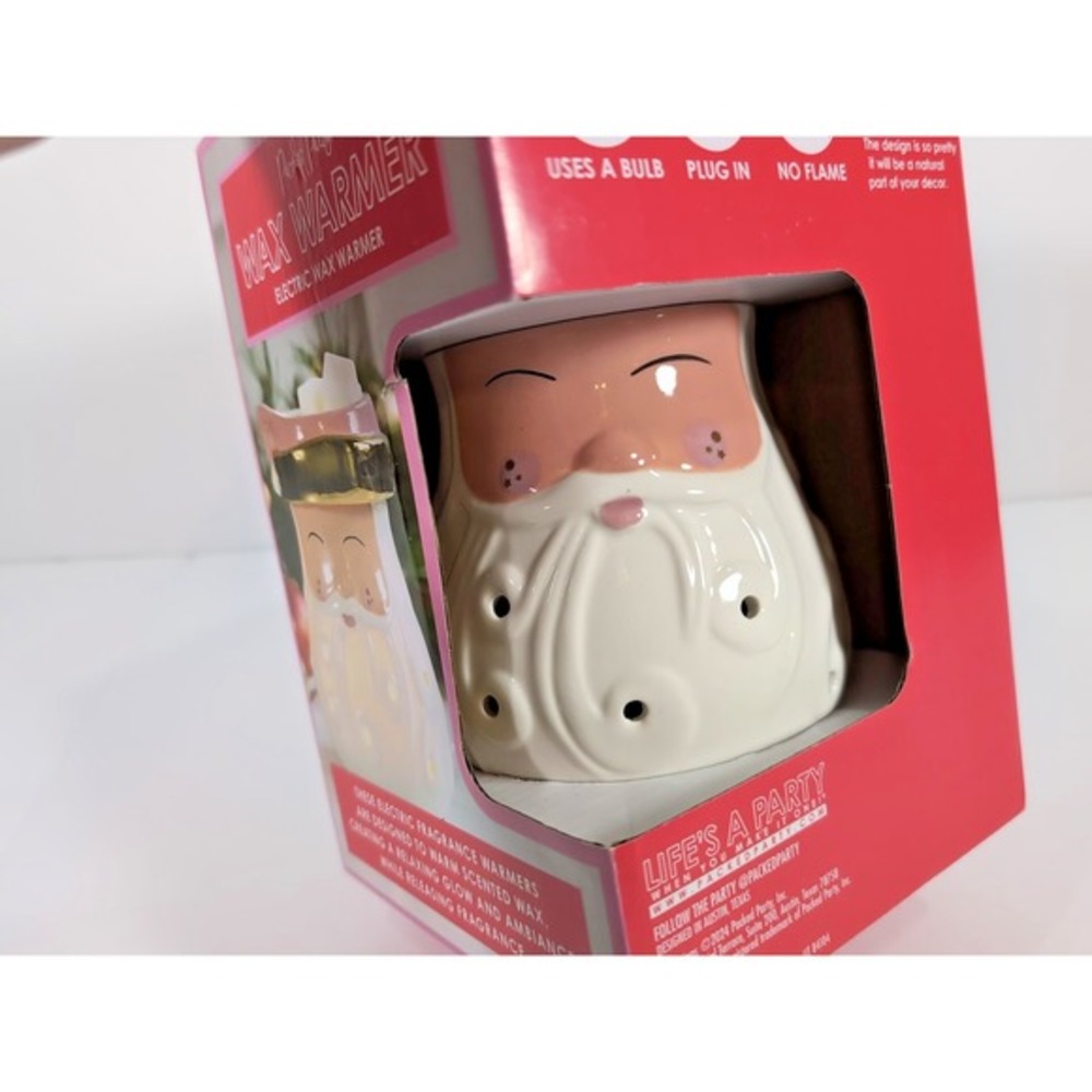 Electric‎ Wax Warmer Lighted Illuminated Happy Santa Pink Ceramic Packed Party